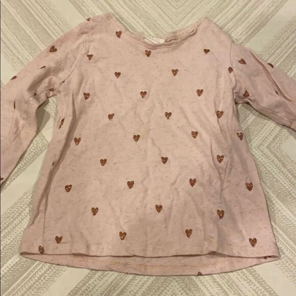 Zara Girls Light Pink with Mini Glitter Hearts Top - Picture 1 of 6